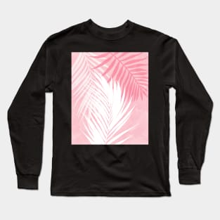 Palm Leaves In Pink Long Sleeve T-Shirt